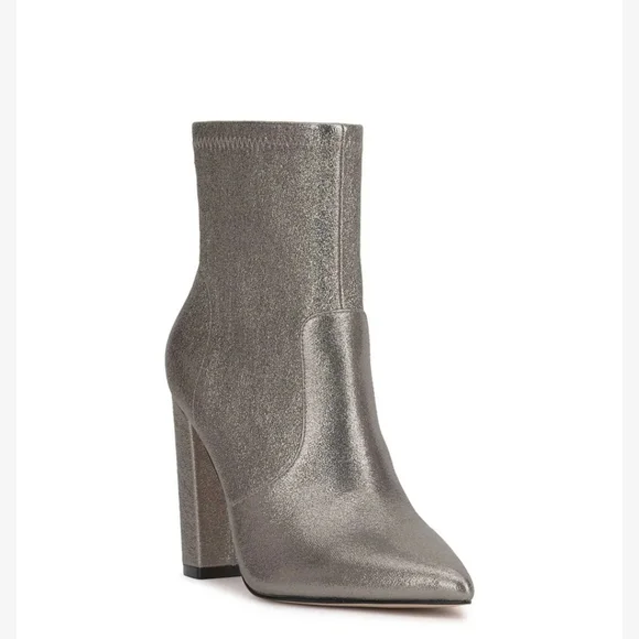 GLITTER SILVER Gray HIGH HEEL BOOTS NARELLE JESSICA SIMPSON Metallic Boots 9 7.5 - Picture 6 of 7